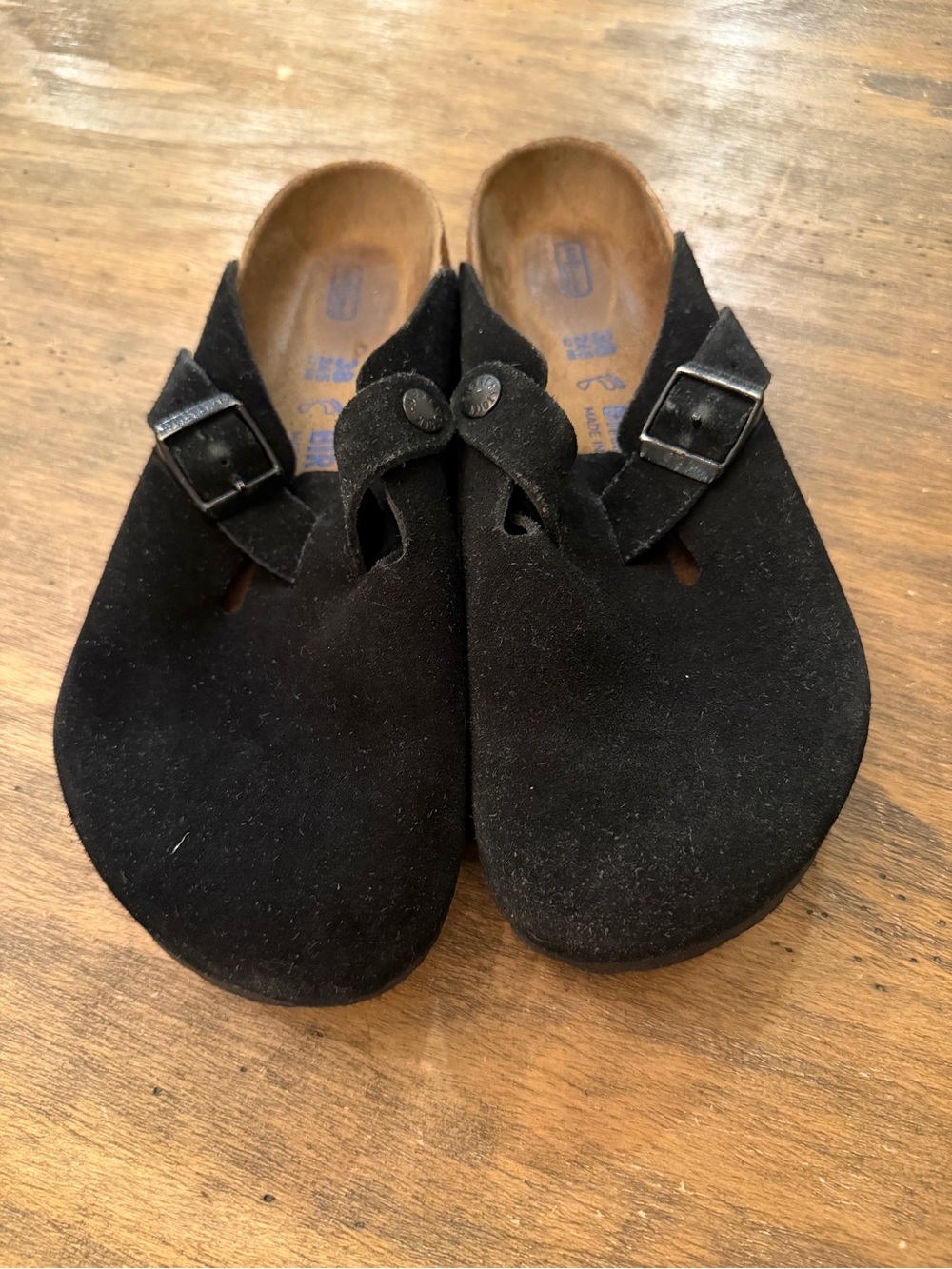 Birkenstock Boston BS Black Suede Leather Womens Clog Shoes US 38